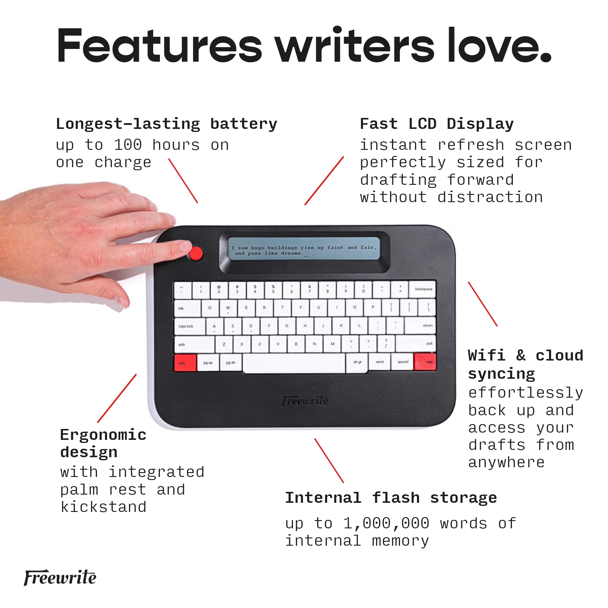 Freewrite Alpha | Portable Digital Typewriter with LCD